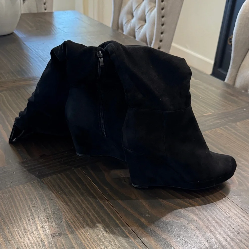 Chinese Laundry Black Over-the-Knee Wedge Boots - Women - Picture 2 of 7